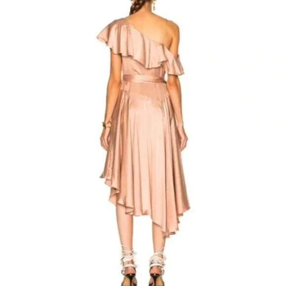 Zimmermann Midi Asymmetrical Wrap Dress Blush Pink Size US 0 - Picture 6 of 6